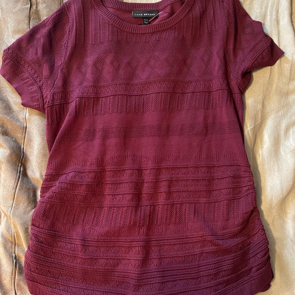 Lane Essentials Ruched-Side Texture Stitch Sweater